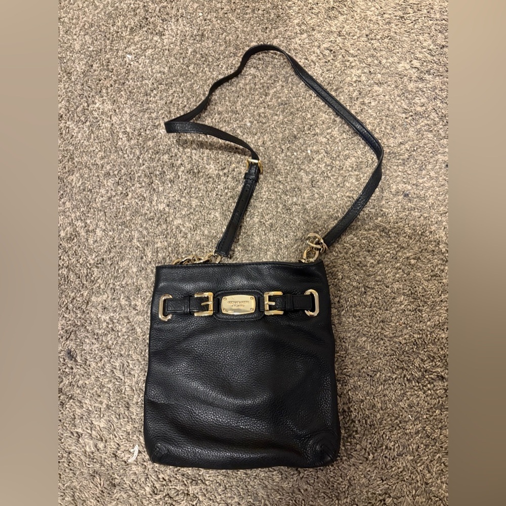 Michael Kors Black Crossbody Bag with Gold Details